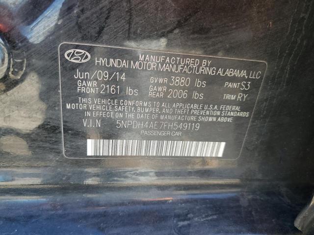 5NPDH4AE7FH549119 - 2015 HYUNDAI ELANTRA SE BLACK photo 12