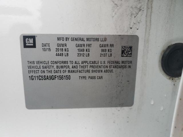 1G11C5SA9GF156150 - 2016 CHEVROLET MALIBU LIM LT 白色 照片 12