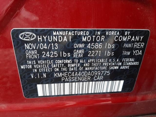 KMHEC4A40DA099775 - 2013 HYUNDAI SONATA HYBRID RED photo 12