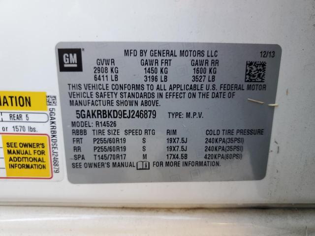 5GAKRBKD9EJ246879 - 2014 BUICK ENCLAVE WHITE photo 13