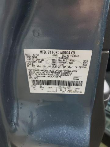 1FMCU9EGXCKA19879 - 2012 FORD ESCAPE LIMITED 蓝色 照片 13