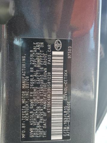 4T1BK46K39U581238 - 2009 TOYOTA CAMRY SE გრაფიტი ფოტო 12