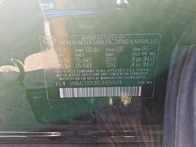 5NMZUDLB5JH059174 - 2018 HYUNDAI SANTA FE SPORT შავი ფოტო 13