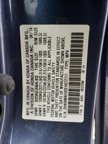 2HKRM4H30EH672121 - 2014 HONDA CR-V LX BLUE photo 12