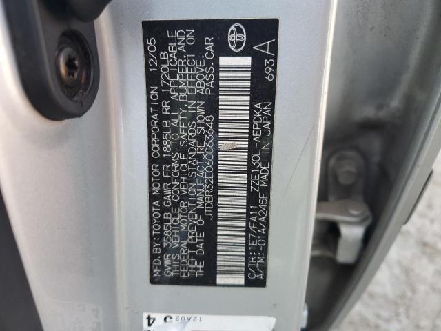 JTDBR32E060063648 - 2006 TOYOTA COROLLA CE SILVER photo 12