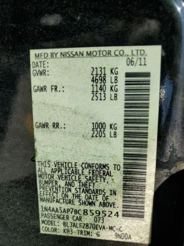 1N4AA5AP7BC859524 - 2011 NISSAN MAXIMA S 黑色 照片 13