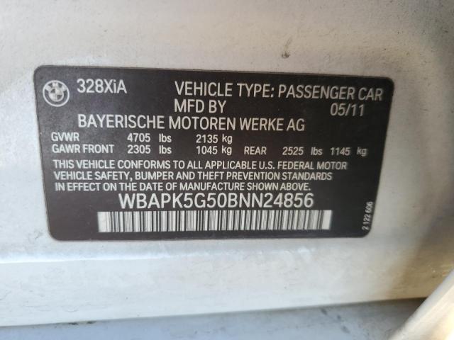 WBAPK5G50BNN24856 - 2011 BMW 328 XI SULEV WHITE photo 12