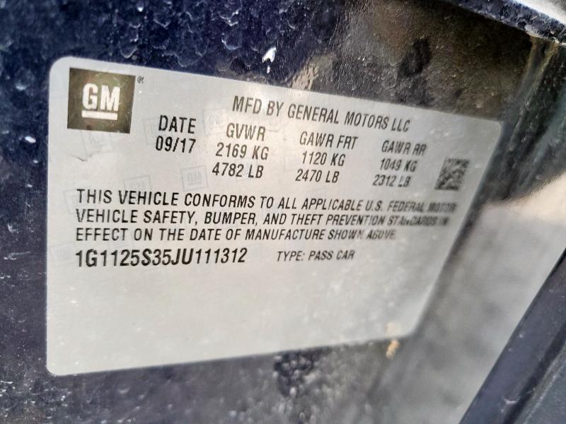 1G1125S35JU111312 - 2018 CHEVROLET IMPALA PREMIER BLUE photo 12