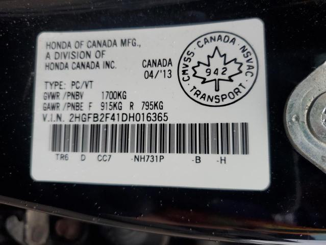 2HGFB2F41DH016365 - 2013 HONDA CIVIC LX BLACK photo 13