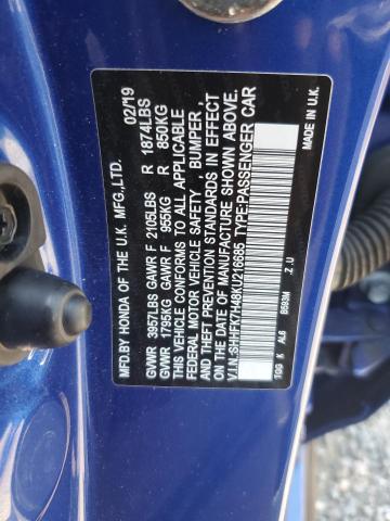 SHHFK7H48KU216685 - 2019 HONDA CIVIC SPORT Niebieski zdjęcie 13