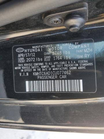 KMHTC6AD1CU077462 - 2012 HYUNDAI VELOSTER Қара фото 12