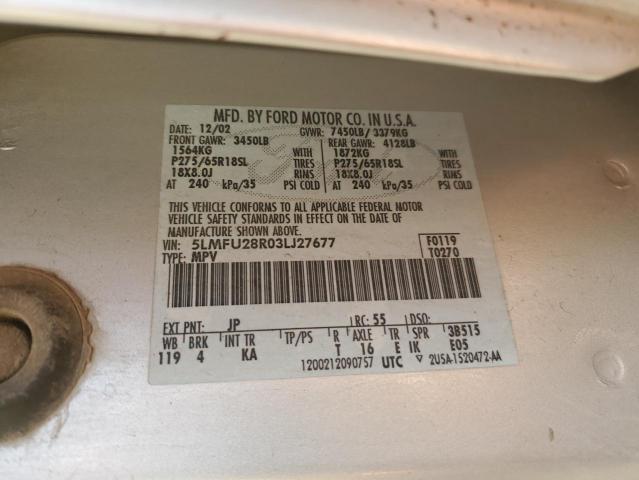 5LMFU28R03LJ27677 - 2003 LINCOLN NAVIGATOR ვერცხლისფერი ფოტო 13