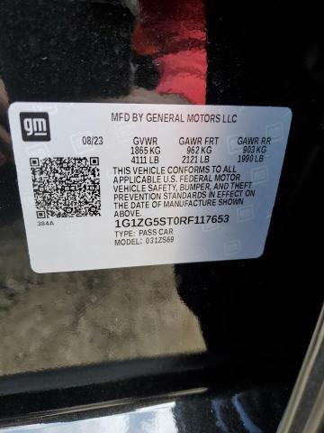 1G1ZG5ST0RF117653 - 2024 CHEVROLET MALIBU RS შავი ფოტო 13