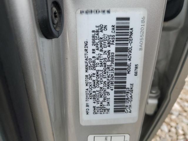 4T1BE32K13U738893 - 2003 TOYOTA CAMRY LE SILVER photo 13