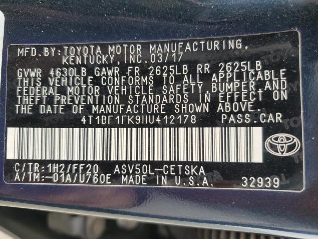4T1BF1FK9HU412178 - 2017 TOYOTA CAMRY LE Negro foto 13