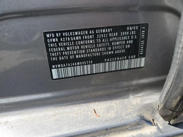 WVWDA7AJ4AW095739 - 2010 VOLKSWAGEN GOLF GRAY photo 12