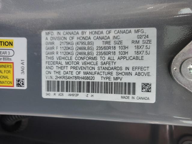 2HKRS4H78RH468620 - 2024 HONDA CR-V EXL GRAY photo 13