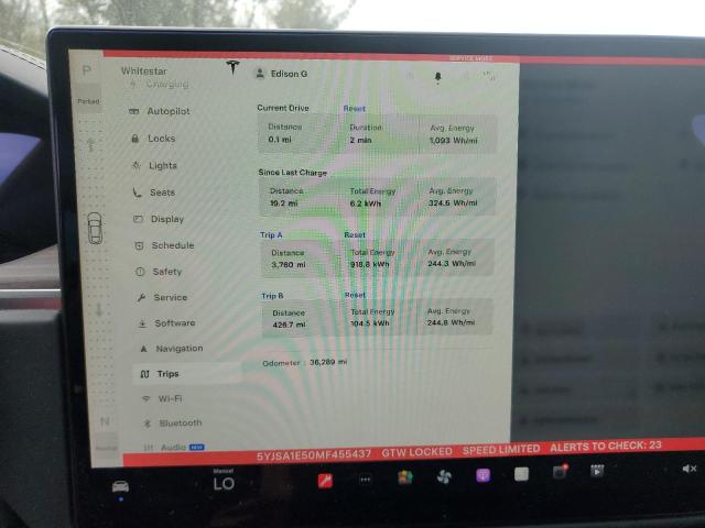 5YJSA1E50MF455437 - 2021 TESLA MODEL S 白色 照片 9