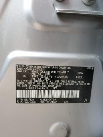 2T3ZFREV1JW439719 - 2018 TOYOTA RAV4 LE SILVER photo 12