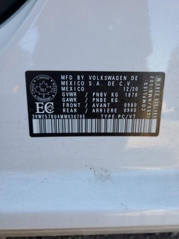 3VWE57BU4MM030795 - 2021 VOLKSWAGEN JETTA SEL WHITE photo 12