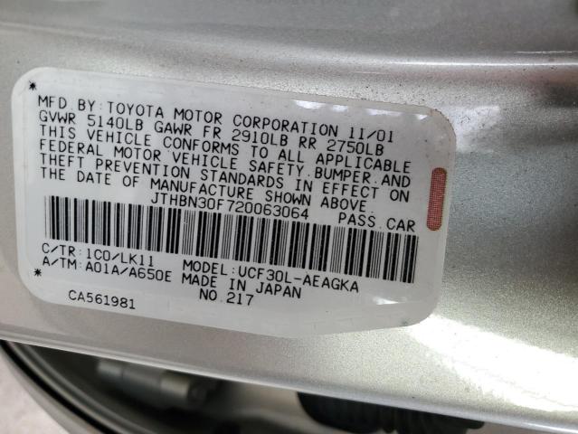 JTHBN30F720063064 - 2002 LEXUS LS 430 SILVER photo 13