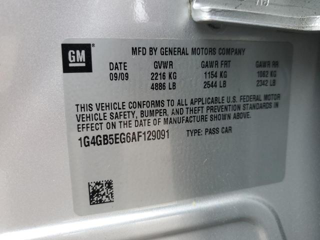 1G4GB5EG6AF129091 - 2010 BUICK LACROSSE CX Արծաթագույն լուսանկար 12