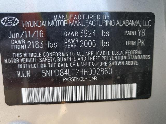 5NPD84LF2HH092860 - 2017 HYUNDAI ELANTRA SE SILVER photo 13