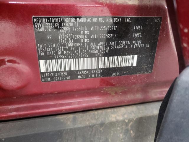 4T3MWRFV0PU082955 - 2023 TOYOTA RAV4 LE MAROON photo 14