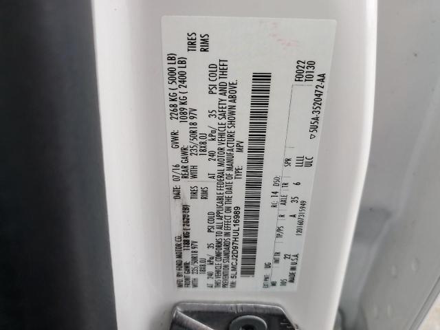 5LMCJ2D97HUL16989 - 2017 LINCOLN MKC SELECT Blanc photo 13