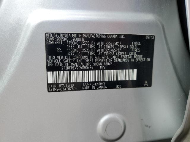 2T3RFREV2DW090784 - 2013 TOYOTA RAV4 XLE 银色 照片 13