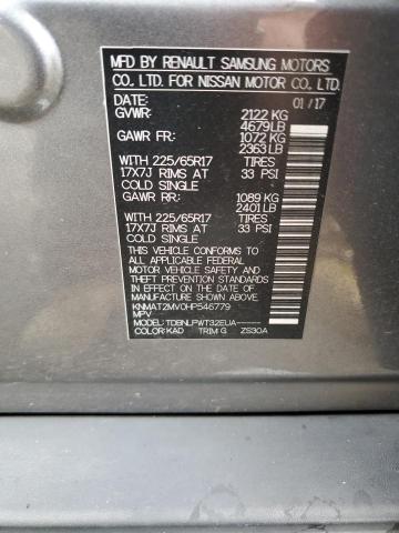 KNMAT2MV0HP546779 - 2017 NISSAN ROGUE S GRAY photo 13