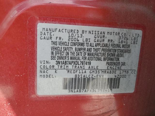 3N1AB7APXDL797419 - 2013 NISSAN SENTRA S RED photo 12