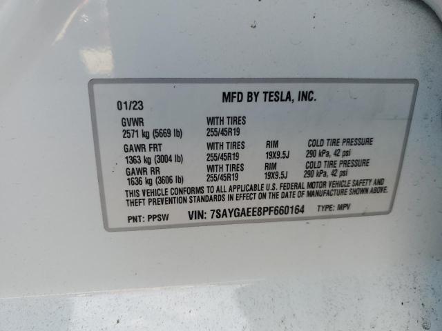7SAYGAEE8PF660164 - 2023 TESLA MODEL Y WHITE photo 13