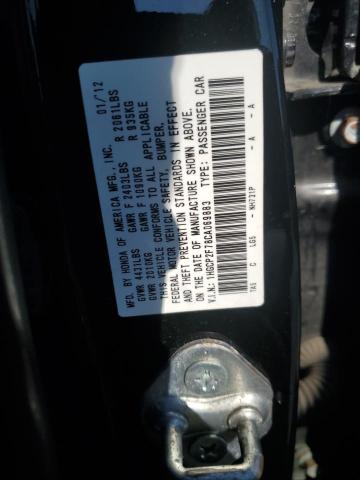 1HGCP2F78CA069883 - 2012 HONDA ACCORD EX BLACK photo 12