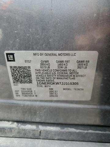 1GNERGKW7JJ105305 - 2018 CHEVROLET TRAVERSE LT Grau Foto 13