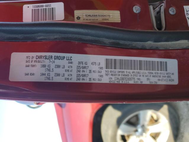 1C4NJDBB7ED926775 - 2014 JEEP COMPASS SPORT Czerwony zdjęcie 13