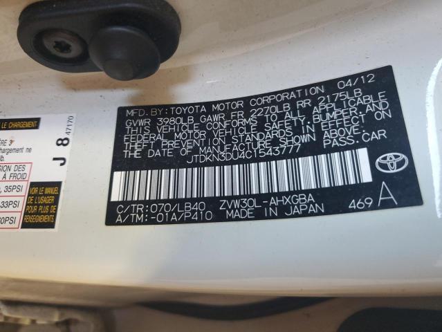 JTDKN3DU4C1543777 - 2012 TOYOTA PRIUS 白色 照片 12