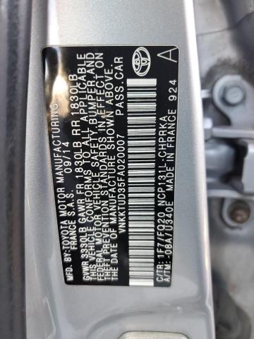 VNKKTUD35FA020007 - 2015 TOYOTA YARIS SILVER photo 13