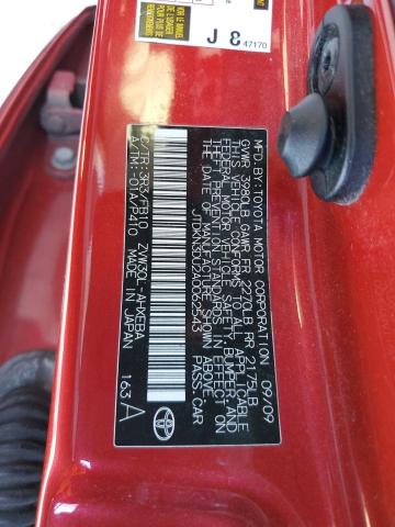 JTDKN3DU2A0062543 - 2010 TOYOTA PRIUS RED photo 12