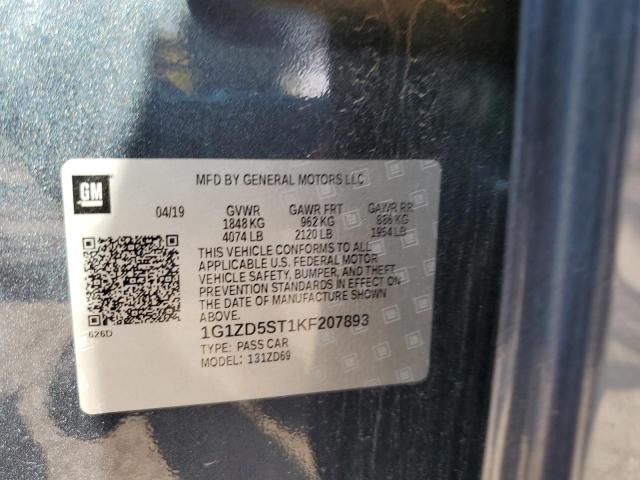 1G1ZD5ST1KF207893 - 2019 CHEVROLET MALIBU LT Boz foto 12