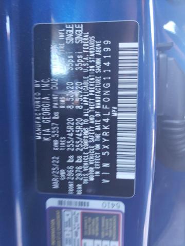 5XYRK4LF0NG114199 - 2022 KIA SORENTO SX BLUE photo 13