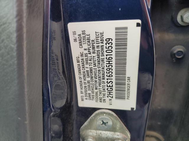 2HGES16595H610539 - 2005 HONDA CIVIC LX BLUE photo 13