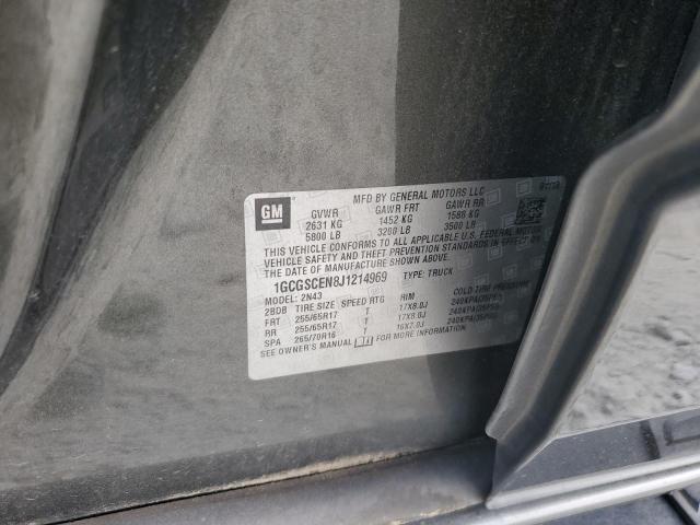 1GCGSCEN8J1214969 - 2018 CHEVROLET COLORADO LT GRAY photo 12