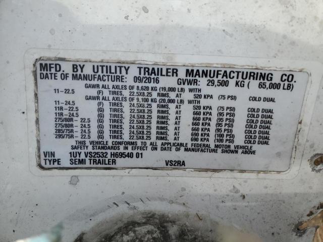 1UYVS2532H6954001 - 2017 UTILITY VS2RA WHITE photo 10