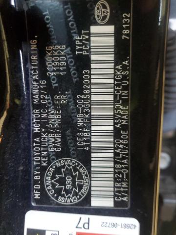 4T1BF1FK3GU582003 - 2016 TOYOTA CAMRY LE 黑色 照片 12