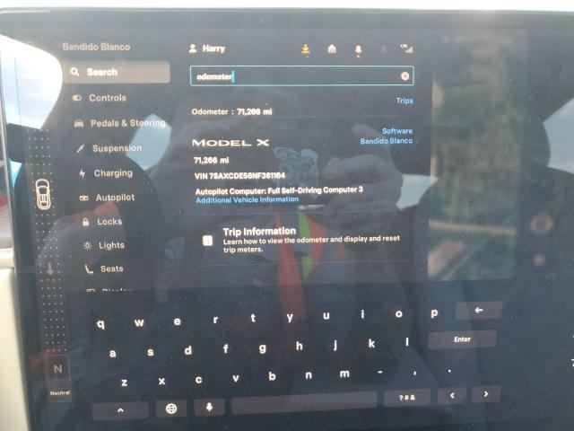 7SAXCDE56NF361164 - 2022 TESLA MODEL X WHITE photo 9