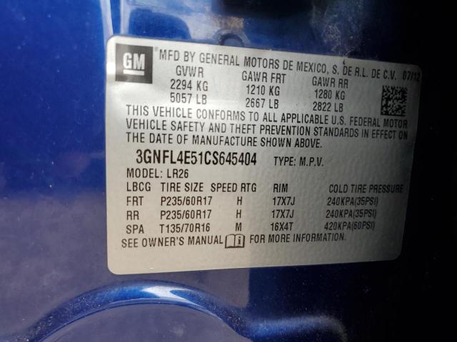 3GNFL4E51CS645404 - 2012 CHEVROLET CAPTIVA SPORT BLUE photo 12