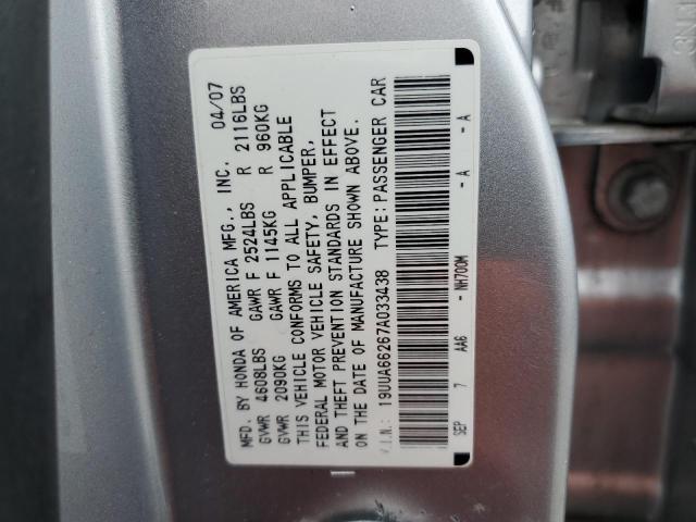 19UUA66267A033438 - 2007 ACURA TL SILVER photo 13