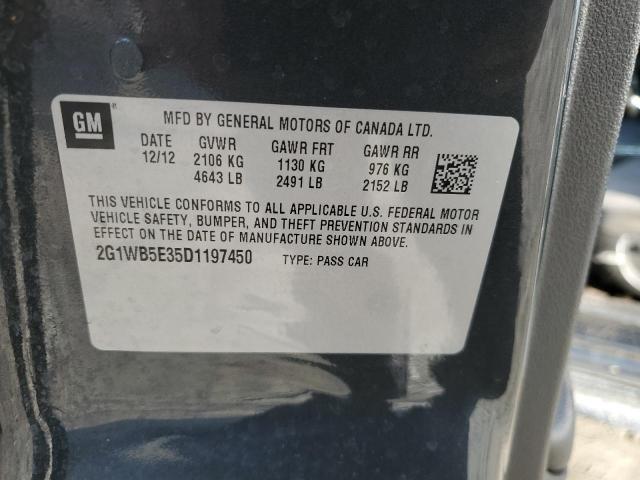 2G1WB5E35D1197450 - 2013 CHEVROLET IMPALA LT 灰色 照片 12