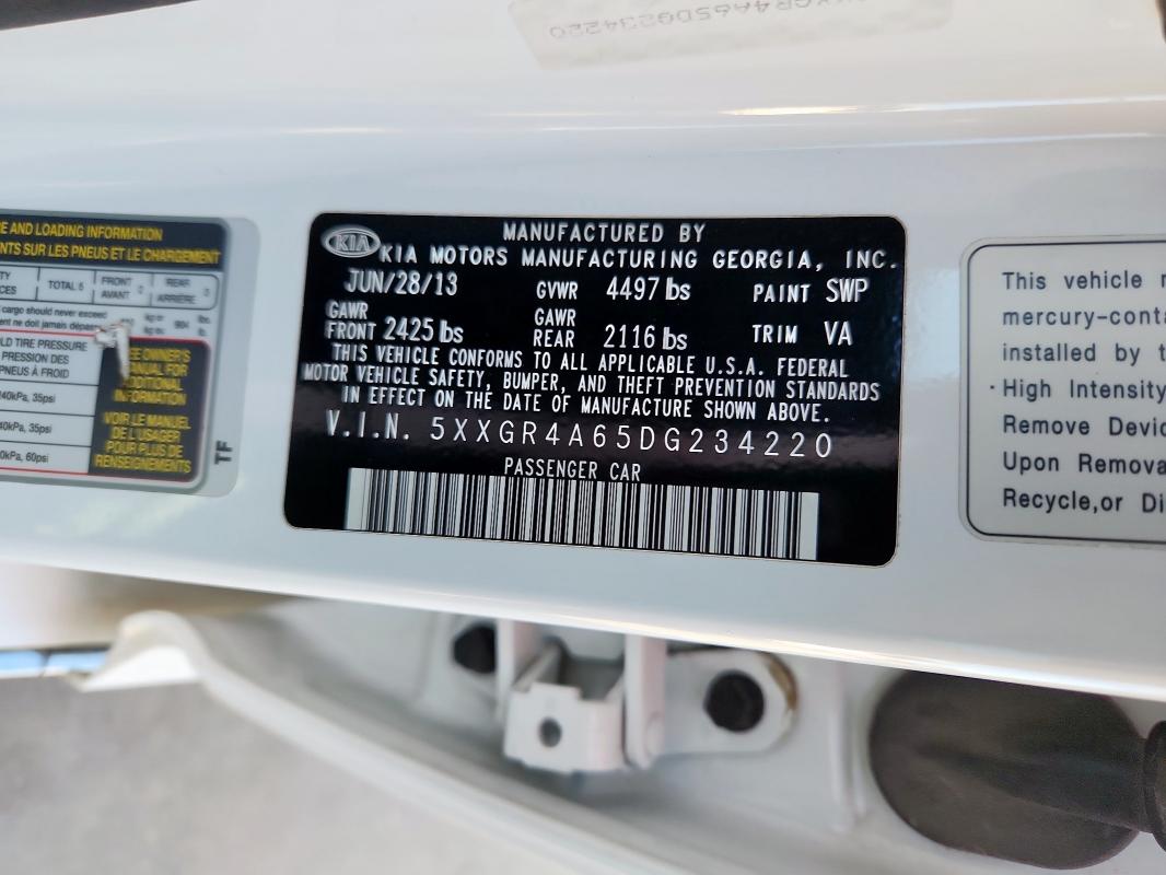 5XXGR4A65DG234220 - 2013 KIA OPTIMA SX Ağ foto 13